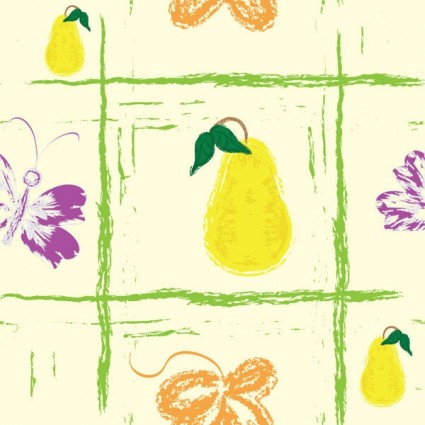 seamless pattern hand drawn fruit butterfly Backgrounds 