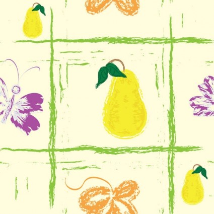 Hand drawn fruit with butterfly seamless pattern vector 04 Hand drawn fruit with butterfly seamless pattern vector 04
