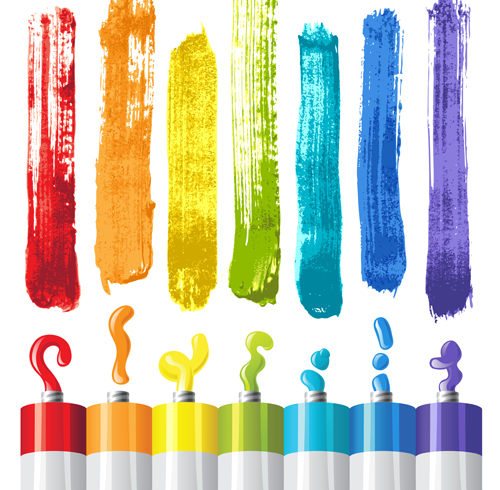 Bright paints colors design vector 02