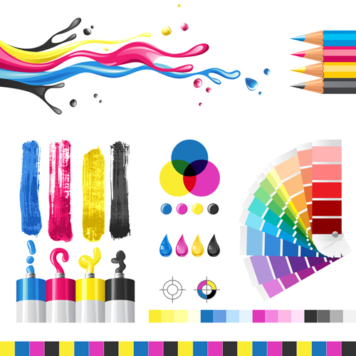 Bright paints colors design vector 04