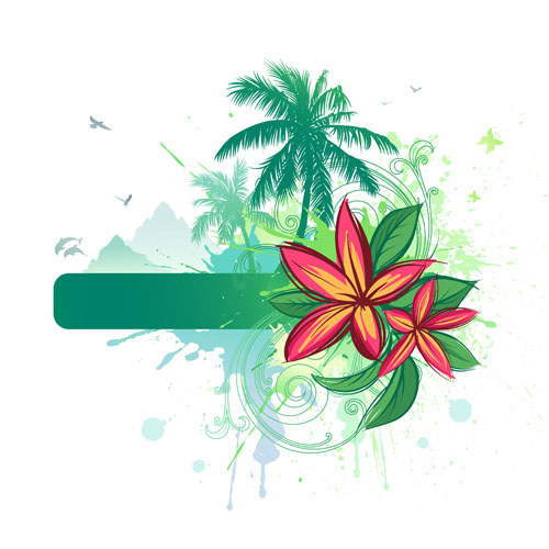 Tropical elements backgrounds vector 01