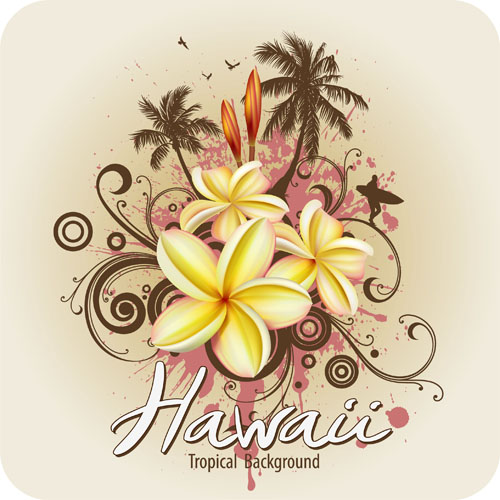 Tropical elements backgrounds vector 04