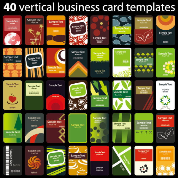 Set of 40 vertical business card templates vector 01
