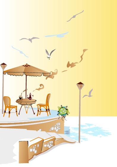 Set of street cafe vector 02