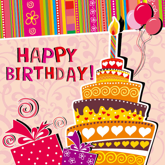 Funny cartoon Happy Birthday cards vector 03