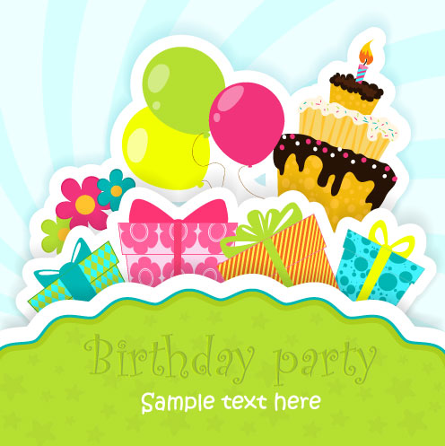 Funny cartoon Happy Birthday cards vector 05