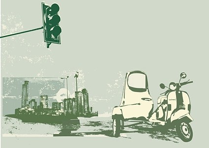 vector elements of retrostyle city