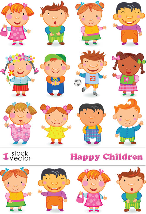Cute Happy Children elements Vector