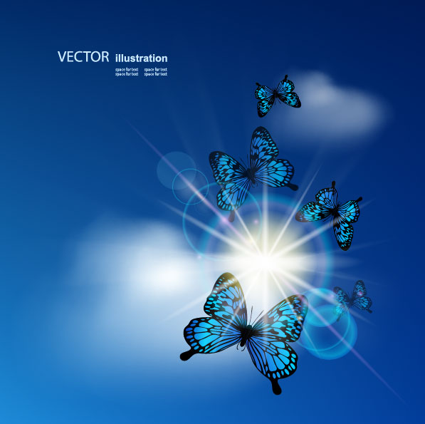 Set of Sky cloud bubbles vector backgrounds 02