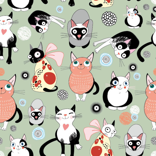 Funny cartoon cat design elements vector 01
