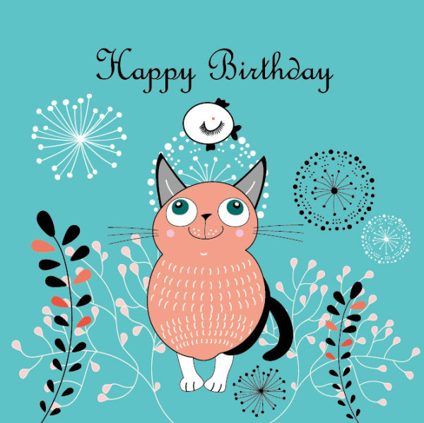 Funny cartoon cat design elements vector 02