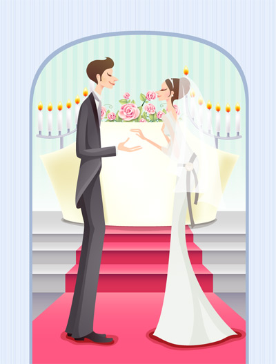 Sweet wedding set 74 vector