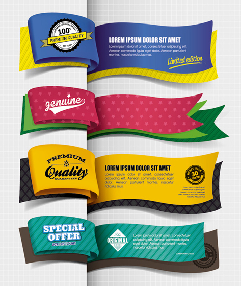 Color Bookmarks design elements vector 02
