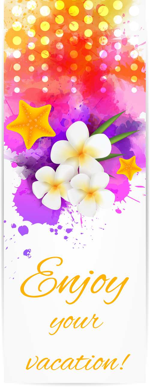 Abstract banners with watercolor vector 02