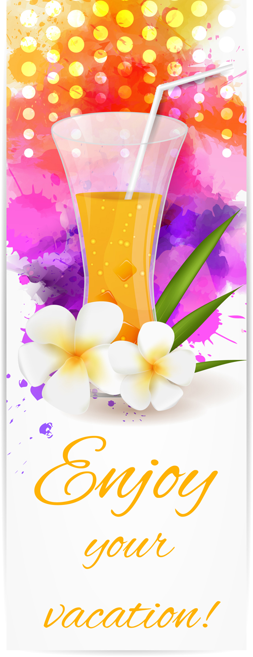 Abstract banners with watercolor vector 04