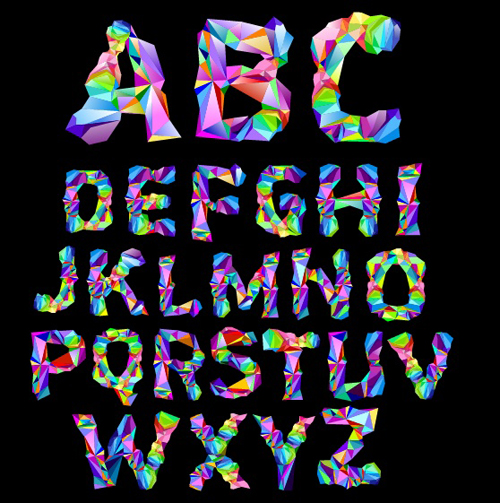Alphabet colorful geometric shapes fonts vector Alphabet colorful geometric shapes fonts vector