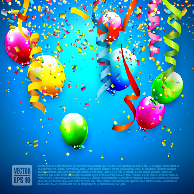 ribbon colorful colored birthday balloons balloon background vector background 