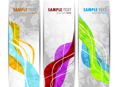 Bright Stylish banners design vector set 01