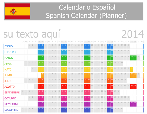 version spanish calendar 2014 