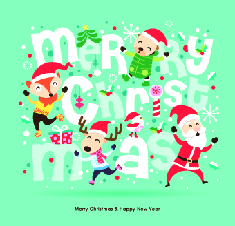 Cartoon Christmas and New Year background vector