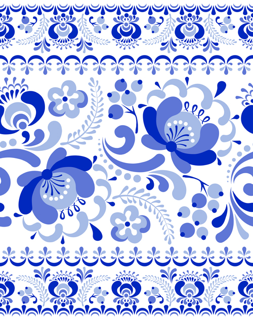 Chinese blue and white seamless pattern vector 01