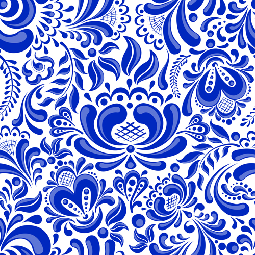 seamless pattern vector pattern chinese blue and white 