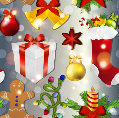 Christmas balls with baubles vector seamless pattern 02