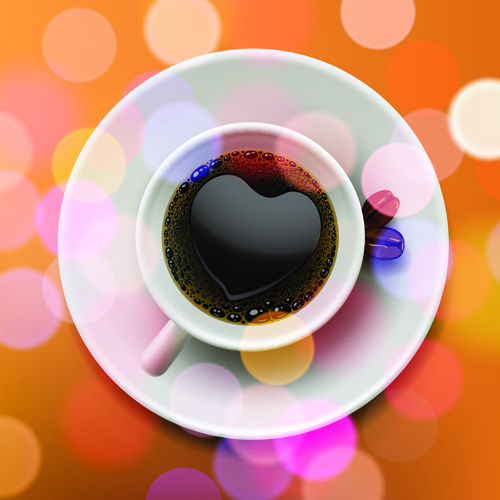 Valentine day coffee heart vector card 03