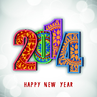 Colored 2014 design vector background set 04