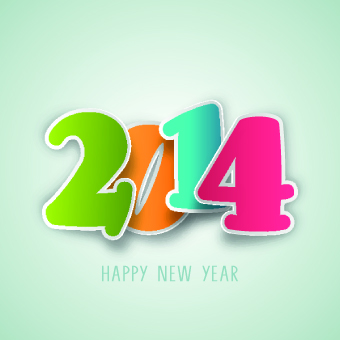 Colored 2014 design vector background set 05