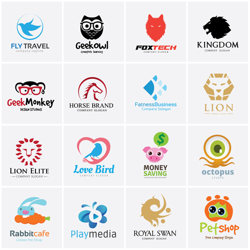 Colored animal logos vector material 03 Colored animal logos vector material 03