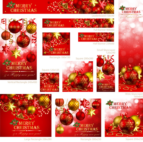 Colored xmas design decor vector material 02