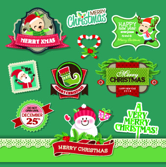Creative Merry Christmas labels vector