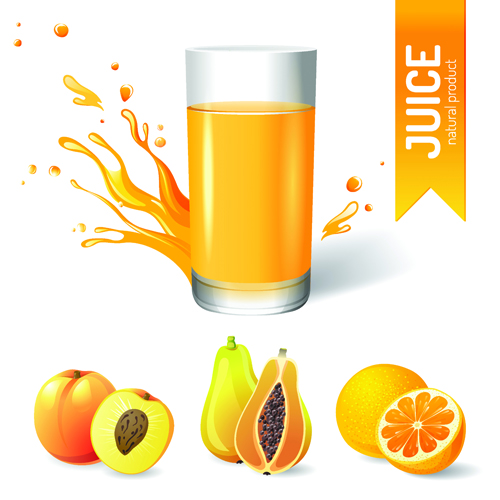 ural juice poster vector material 01 Creative natural juice poster vector material 01
