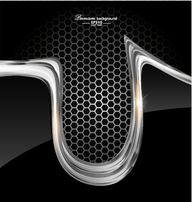 Dark style metal wave background vector set 04