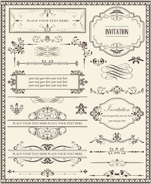 Decorative and frame design elements vectors