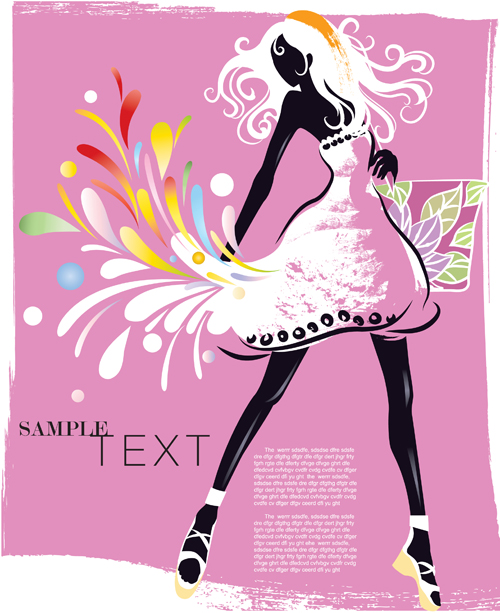 Hand drawn Fashion Girls vector 03