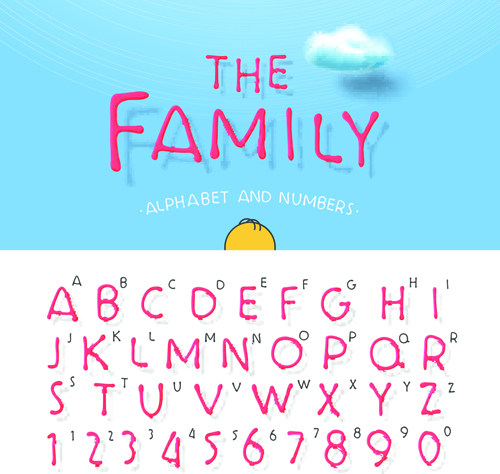 Funny alphabet and numbers creative design vectors