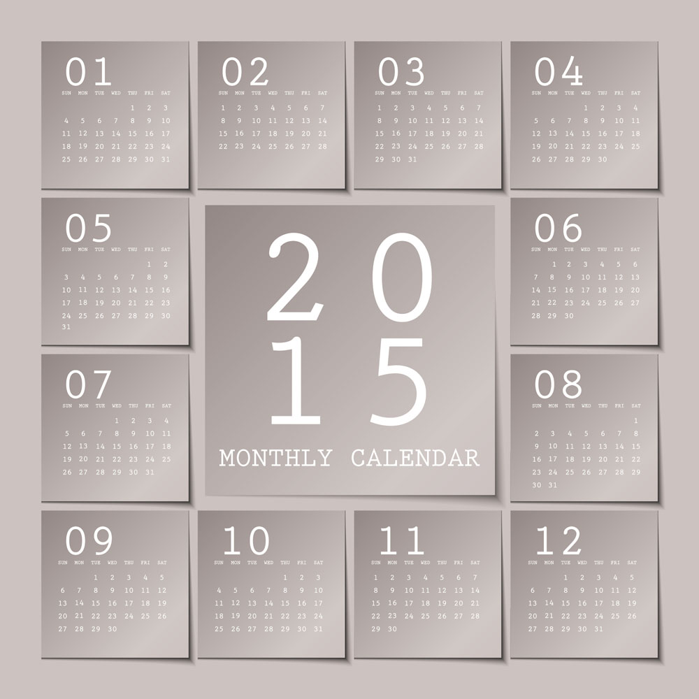 notes gray calendar 2015 
