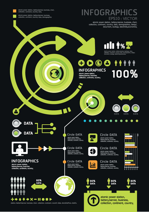 Set of Year Infographic and diagram vector material 04