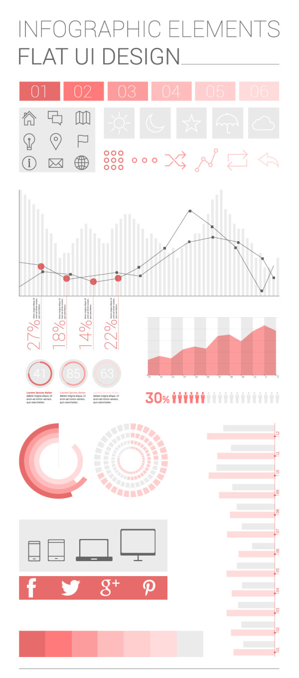 Infographics elements flat UI vector