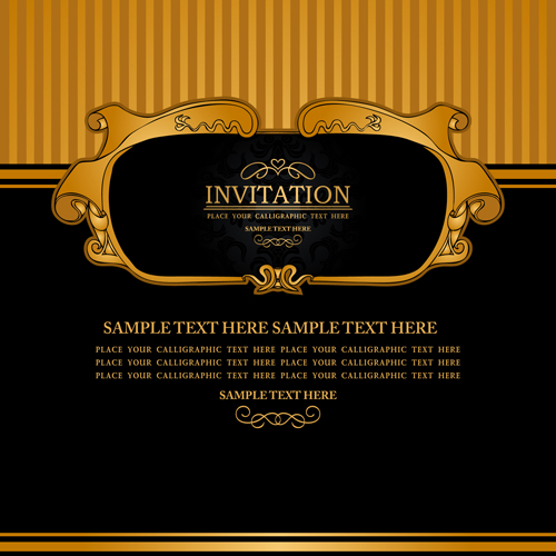 Set of Luxury invitation background elements vector 02