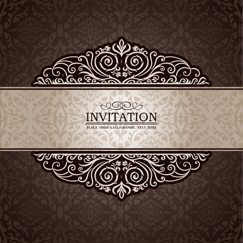 Set of Luxury invitation background elements vector 03