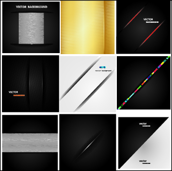 Dark metal backgrounds vector set 04