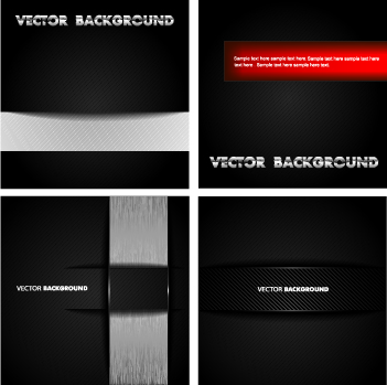 Dark metal backgrounds vector set 05