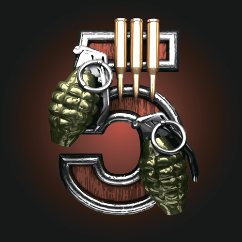 Military with metal number vintage vector 05