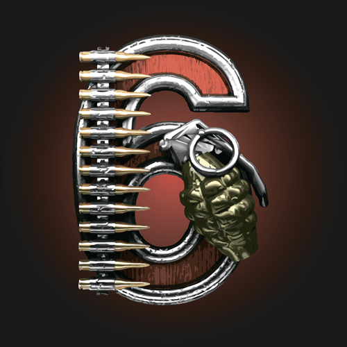Military with metal number vintage vector 06