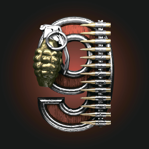 Military with metal number vintage vector 09