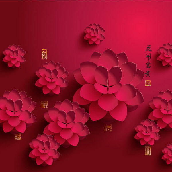 Paper peony background vector