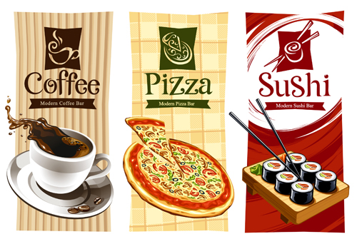 Pizza Menu elements vector 01